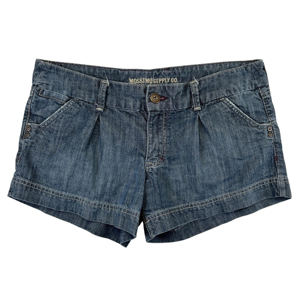 Mossimo Supply Co Shorts Womens 11 Denim Pleated Chino Juniors Low Rise Y2K